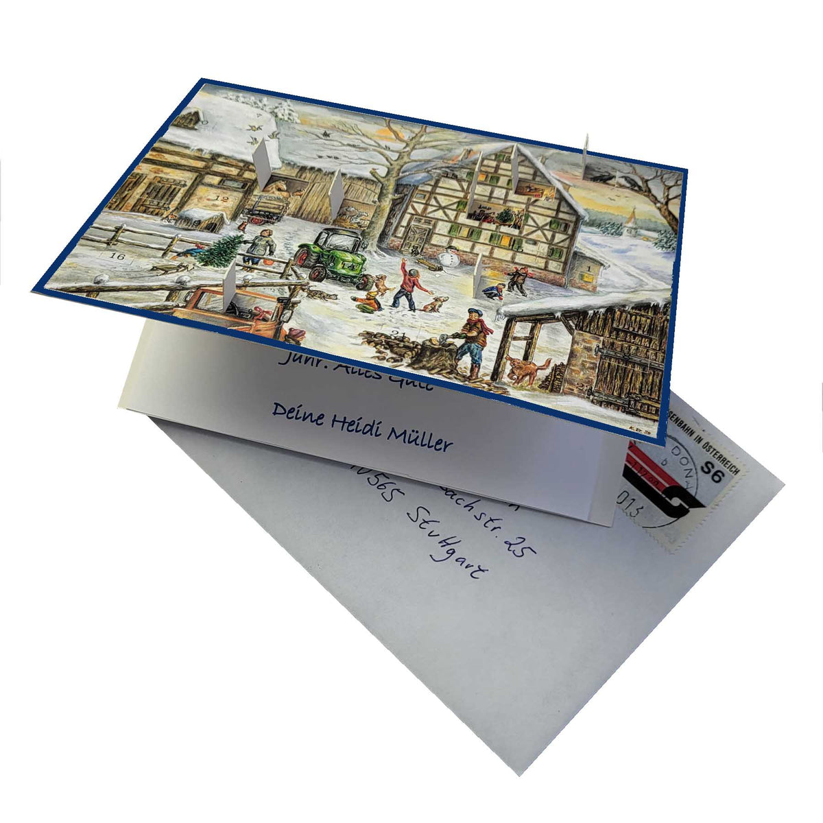 Postkarten-Adventskalender „Winter auf dem Bauernhof“