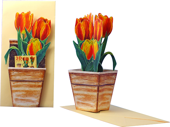3D flower pot card "Tulips"
