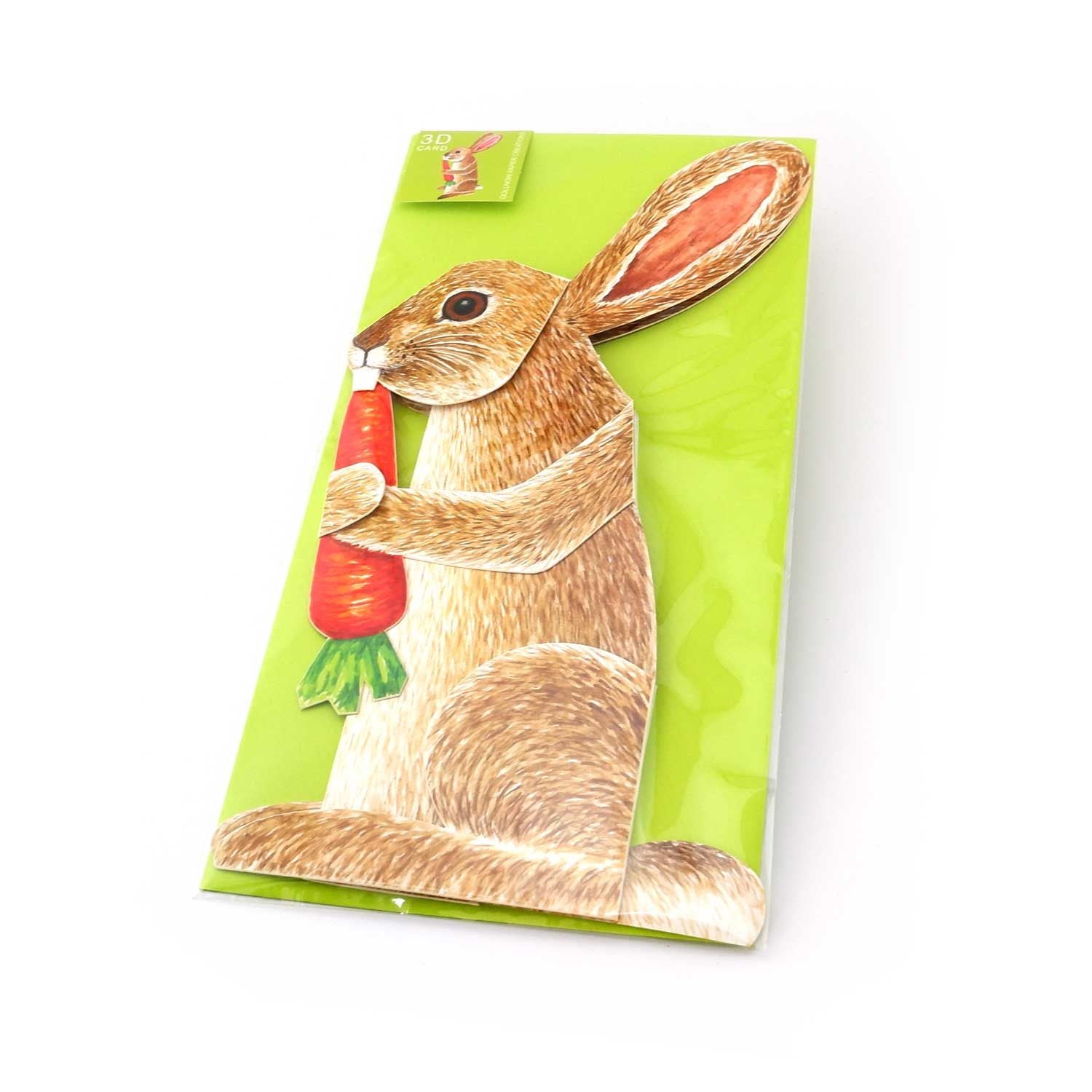 3D Tierfaltkarte"Hase mit Möhre"